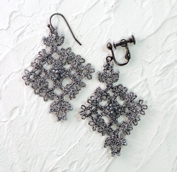 画像1: 【送料無料】kamacosan.『ダイヤモチーフの耳飾り』 （耳飾り）キット (1)