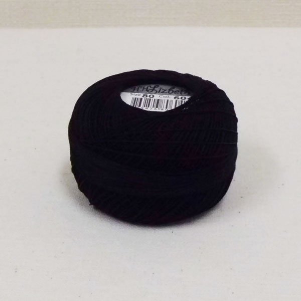 画像2: Lizbeth(リズベス)レース糸 単色 Size80 Col.604  【Black】 (2)