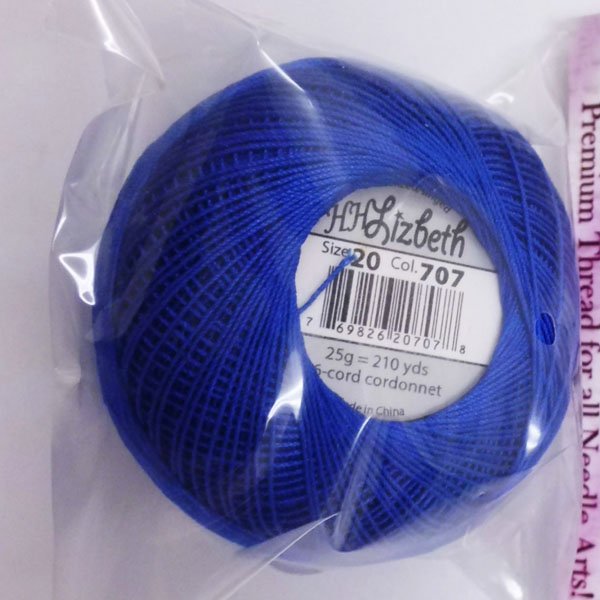 画像2: Lizbeth(リズベス）レース糸　単色　＃20　Col.707【Sky Blue Dk 】 (2)