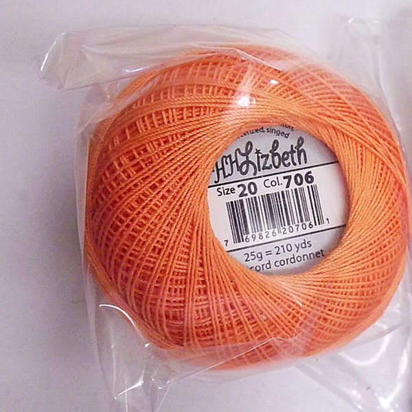 画像2: Lizbeth(リズベス）レース糸　単色　＃20　Col.706【Sunkist Coral 】 (2)