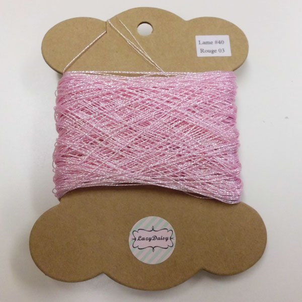 画像1: Lazy Daisy ラメ糸　＃40　ルージュ【3】ベビーピンク 10g  (1)