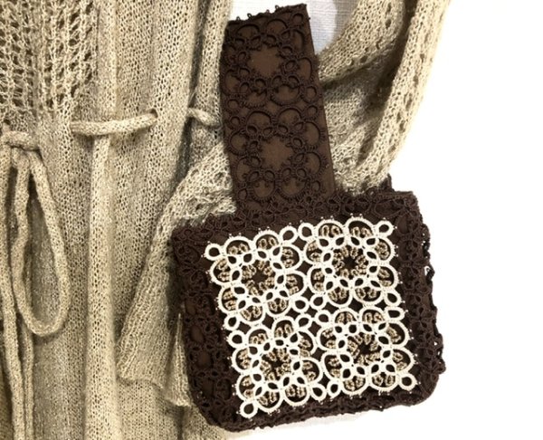 画像4: 【送料無料】【古書再現アレンジ】ビーズいっぱいミニスクエアバッグ (4)