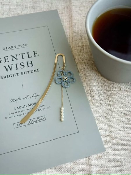 画像2: 3/31(火)11時〜13時　ミルポンド・タティング 山根先生 はじめてのビーズタティング〜ネモフィラのブックマーカー作り 〜1ｄayレッスン (2)