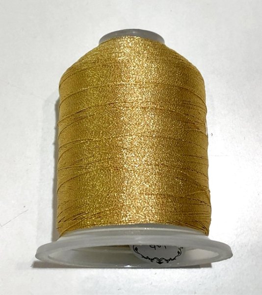 画像1: Lazy Daisy ラメ糸　＃40　ゴールド【1】コーン巻き120g (1)