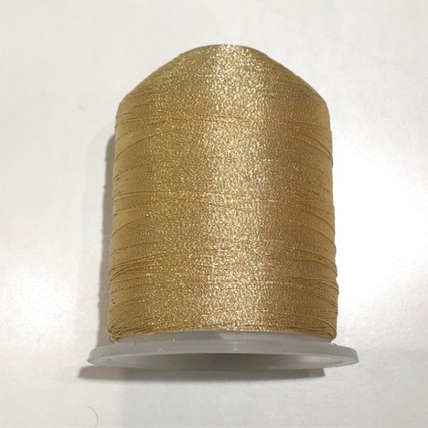 画像1: Lazy Daisy ラメ糸　＃40　ゴールド【2】コーン巻き120g (1)