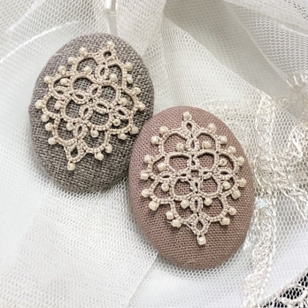 画像1: 【送料無料】再販　ビーズオーバルブローチキット(小） (1)